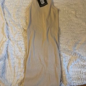 Ecru Structured Contour Rib Racer Neck Midaxi Dress